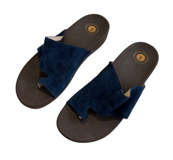REVITALIGN Shoes - Revitalign Women's Sandbridge Arch Support Slides Marine Blue Microsuede 10B